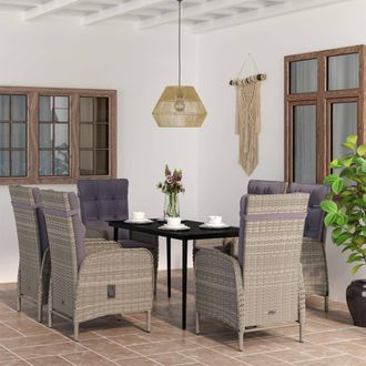 vidaXL Juego De Comedor De Jard&iacute;n 7 Piezas Con Cojines Gris Y Negro Vidaxl