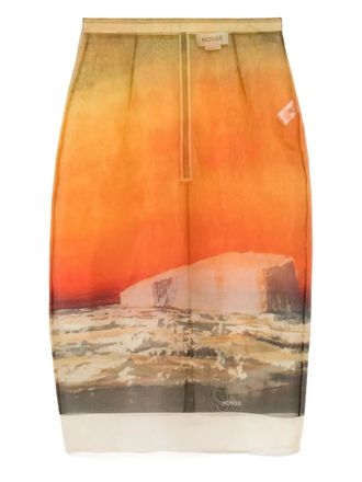 Monse printed organza pencil skirt - women - Silk - 4 - Orange
