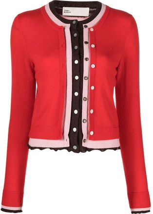 Tory Burch button-up cashmere cardigan - women - Cashmere/Polyamide/Mohair/Wool - M - Red