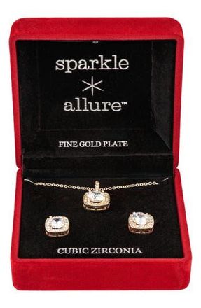 Danecraft Cubic Zirconia Pendant Necklace & Stud Earrings Set in Gold at Nordstrom Rack