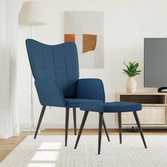 vidaXL Sill&oacute;n De Relax Con Reposapi&eacute;s Tela Azul Vidaxl