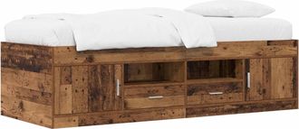 vidaXL Estructura De Cama Con Almacenamiento Madera Envejecida Vidaxl