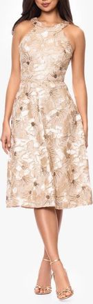 Betsy & Adam Sequin Soutache Lace Sleeveless Cocktail Dress in Champagne at Nordstrom, Size 16