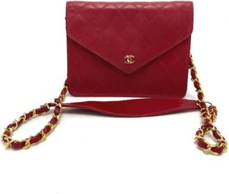 Chanel Pre-owned Leather chanel-bags - Dames - Vintage Schoudertas - Rood - ONE Size - Vintage
