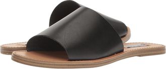 Steve Madden Grace Sandals Black Leather Almond Toe Slides HAWK191