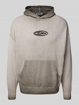 Review Strickhoodie mit Label-Stitching in Hellgrau, Gr&ouml;&szlig;e L