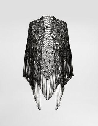 Dolce & Gabbana Viscose Crochet Shawl - Woman Scarves And Silks Black Onesize