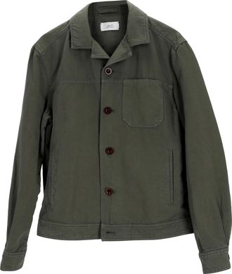 Mr P. De heer P. Camp-Collar jas van geverfd katoen in groene kleur