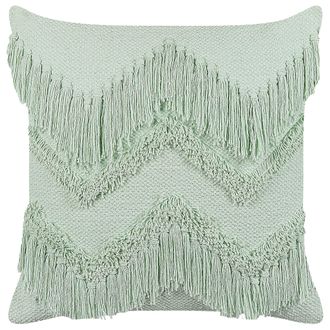 Beliani Coj&iacute;n De Algod&oacute;n Verde Claro 45 X 45 Cm Borlas Accesorio Boho Bacopa