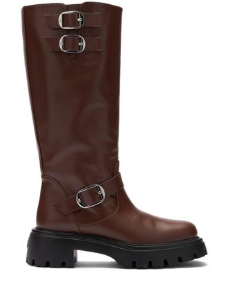 Stuart Weitzman Stivali Emerson Moto 50mm - Marrone