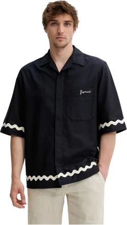Fiorucci Camicia Bowling con Logo Ricamato e Bordi Ondulati - - Shirts - Uomo - Nero - M