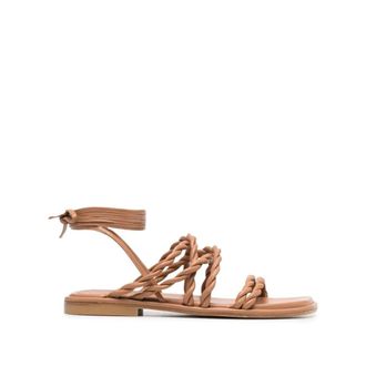 Stuart Weitzman Flat Sandals, female, Beige, Size: 6 US Calypso Lace-Up