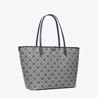 Tory Burch Womens T Monogram Zip Tote in Blue, One Size