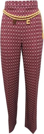 Elisabetta Franchi Pas 3546E2 Wijde Broek - Dames - Wijde Broeken - Rood - XS - Polyester - Broeken