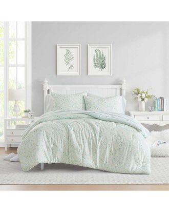 Laura Ashley Quartet/Jaynie Ticking Stripe Washed Comforter Set