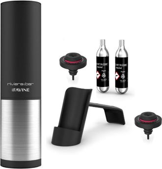 Riviera & Bar Riviera&bar - Caja De 2 Tapones De Vino + 2 Cartuchos De Arg&oacute;n - Bvg350