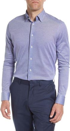 Eton Contemporary Fit Oxford Piqu&eacute; Dress Shirt in Medium Blue at Nordstrom