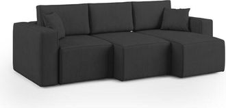 Divani.Store Morfeo Sof&aacute; Con Asiento Extra&iacute;ble En Tela Impermeable 245 Cm Negro