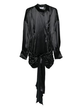 The Attico Mini-jurk met lange mouwen en geknoopt detail - Zwart