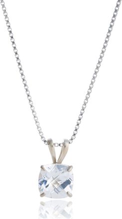 MAX + STONE Sterling Silver Cushion Cut Gemstone Pendant Necklaces with 18 inch Box Chain