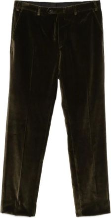 Brioni Groene Velours Katoenmix Broek - Heren - Straight fit broeken - Groen - XL - Katoen - Broeken