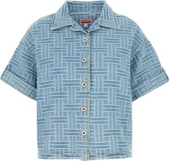 Kenzo Blue Embroidered Denim Shirt