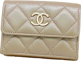 Chanel Metallic Pink Grained Calfskin Wallet (Tri-Fold) (Pre-Owned)
