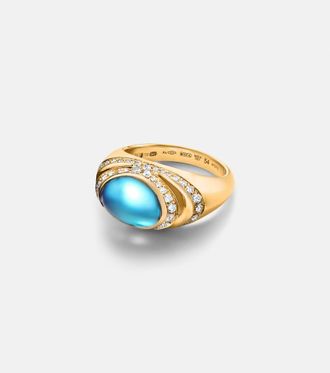 Bulgari Bvlgari Cabochon 18kt gold ring with topaz and diamonds