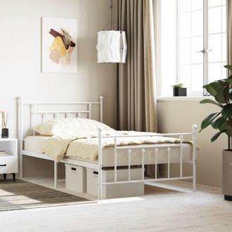 vidaXL Estructura Cama Sin Colch&oacute;n Con Estribo Metal Blanco 100x200 Cm Vidaxl