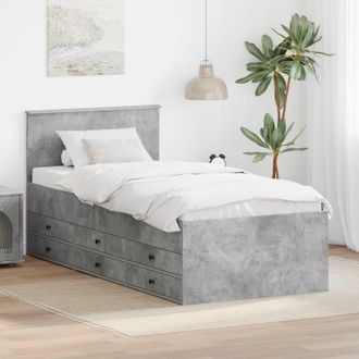 vidaXL Sof&aacute; Cama Con Caj&oacute;n Manual Gris Concreto Y Negro 100 X 200 Cm Vidaxl