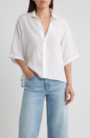 Frank & Eileen Short Sleeve Linen Button-Up Shirt in Whl at Nordstrom, Size X-Large