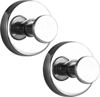 No Brand Juego De Ganchos Con Ventosa - Ganchos Desmontables - Almacenamiento Para Ba&ntilde;o - Acero Inoxidable Impermeable - Juego De 2 Piezas - Plata Claro