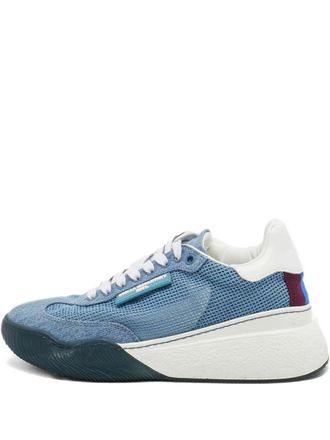 Stella McCartney Sneakers met plateauzool en denim mesh - Blauw
