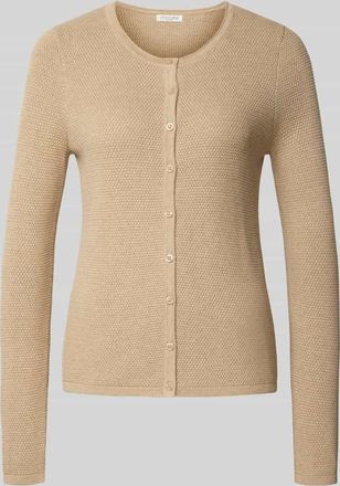 Christian Berg Strickcardigan mit Strukturmuster in Sand Melange, Größe XS