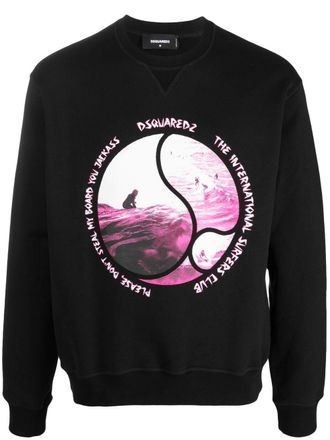 Dsquared2 Sweater met logoprint - Zwart