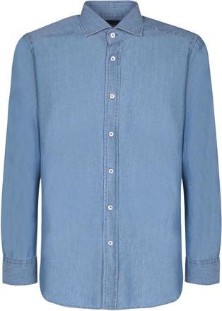 Dell'Oglio Blauw Overhemd voor Mannen Stijlvol - Heren - Casual Overhemden - Blauw - M - Katoen - Overhemden