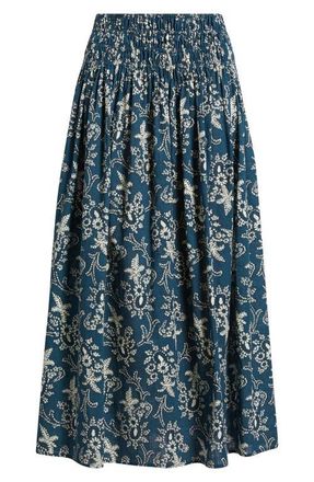 The Great. The Viola Print Cotton Skirt in Indigo Bandana at Nordstrom, Size 0