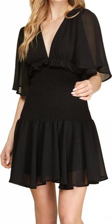 She + Sky Camilla Flutter Dress In Black