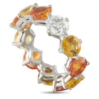Luxury Bazaar 18K White Gold 0.85ct Diamond and Sapphire Eternity Ring MF16-082526