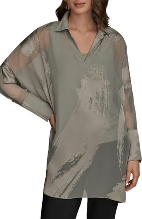 DKNY Brushstroke Burnout Tunic in Weathered at Nordstrom, Size Medium