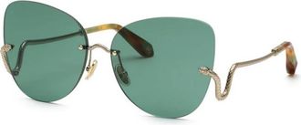 Roberto Cavalli Authentieke Src 062 594Y Bril - Premium Kwaliteit - Dames - Zonnebrillen - Geel - 64 MM - Accessoires