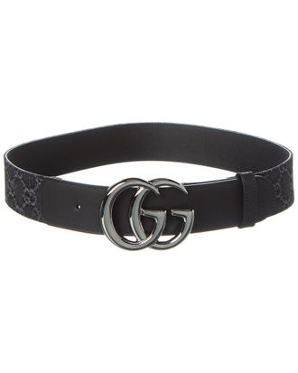 Gucci Gg Denim & Leather Belt