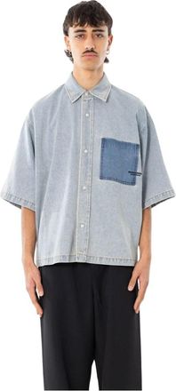 New Amsterdam Surf Association Light Denim Cropped SS Shirt - Heren - Spijkeroverhemden - Blauw - L - Denim - Overhemden