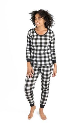 Leveret Womens Cotton Plaid Matching Family Holiday Pajamas in Plaid Black & White at Nordstrom, Size 4X-Large