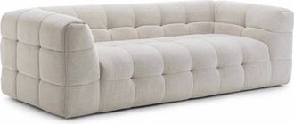 Oviala Sof&aacute; de 3 plazas en madera y efecto poli&eacute;ster mate crudo L 228 cm