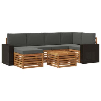 vidaXL Conjunto De Sof&aacute; Seccional Con Coj&iacute;n 7 Pcs Natural Y Antracita Vidaxl