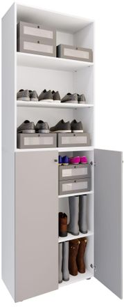ebuy24 Ebuy24 - Vcm Xl Wood Large Shoe Cabinet Zapato Rack Botas Grandes Muebles De Piso Lona 6 Compartimentos (blanco / Gris)