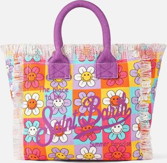 MC2 Saint Barth Colette Canvas Handbag With Smiling Daisy Print