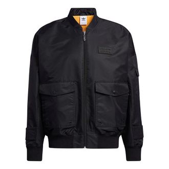 adidas originals Solid Color Multiple Pockets Casual Sports Jacket Black H07081