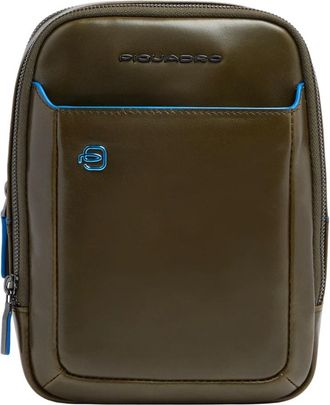 Piquadro Leren Crossbody Tas voor i Pad mini met RFID-blokkering - Heren - Schoudertassen - Groen - ONE Size - Leer - Tassen
